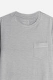 T-SHIRT GIROCOLLO SLUB  CON TASCHINO GRIGIO SCURO