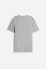 T-SHIRT GIROCOLLO SLUB  CON TASCHINO GRIGIO SCURO