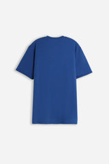T-SHIRT GIROCOLLO SLUB  CON TASCHINO INDACO