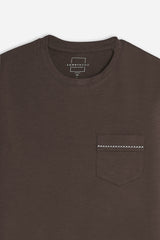 T-SHIRT GIROCOLLO SLUB  CON TASCHINO MORO