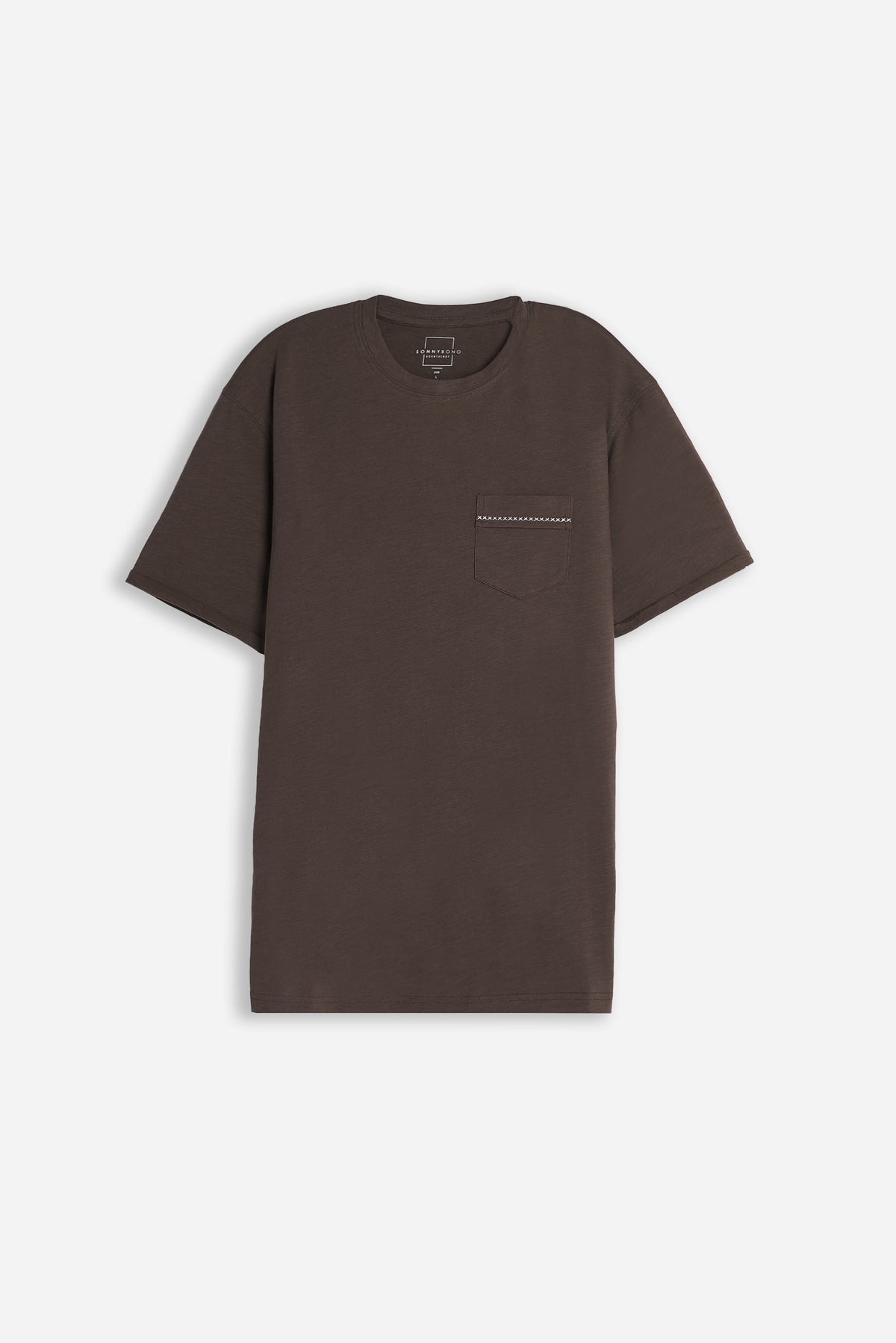 T-SHIRT GIROCOLLO SLUB  CON TASCHINO MORO