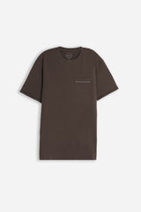 T-SHIRT GIROCOLLO SLUB  CON TASCHINO MORO