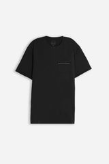 T-SHIRT GIROCOLLO SLUB  CON TASCHINO NERO