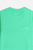 T-SHIRT GIROCOLLO SLUB  CON TASCHINO VERDE SMERALDO