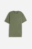T-SHIRT GIROCOLLO SLUB  CON TASCHINO VERDE MILITARE