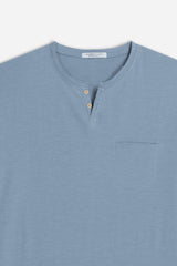 T-SHIRT COLLO A GOCCIA IN SLUB AVION