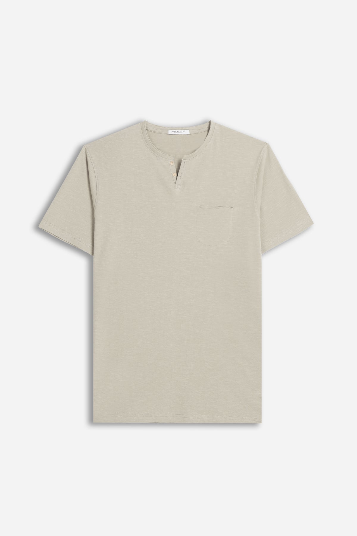 T-SHIRT COLLO A GOCCIA IN SLUB BEIGE 