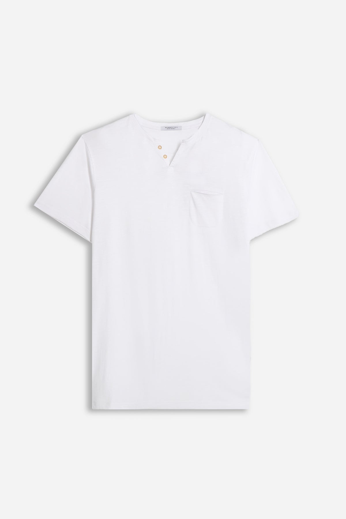 T-SHIRT COLLO A GOCCIA IN SLUB BIANCO 