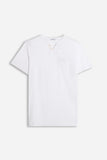 T-SHIRT COLLO A GOCCIA IN SLUB BIANCO 