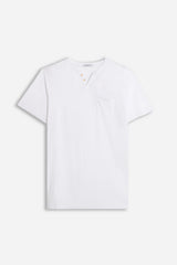 T-SHIRT COLLO A GOCCIA IN SLUB BIANCO 