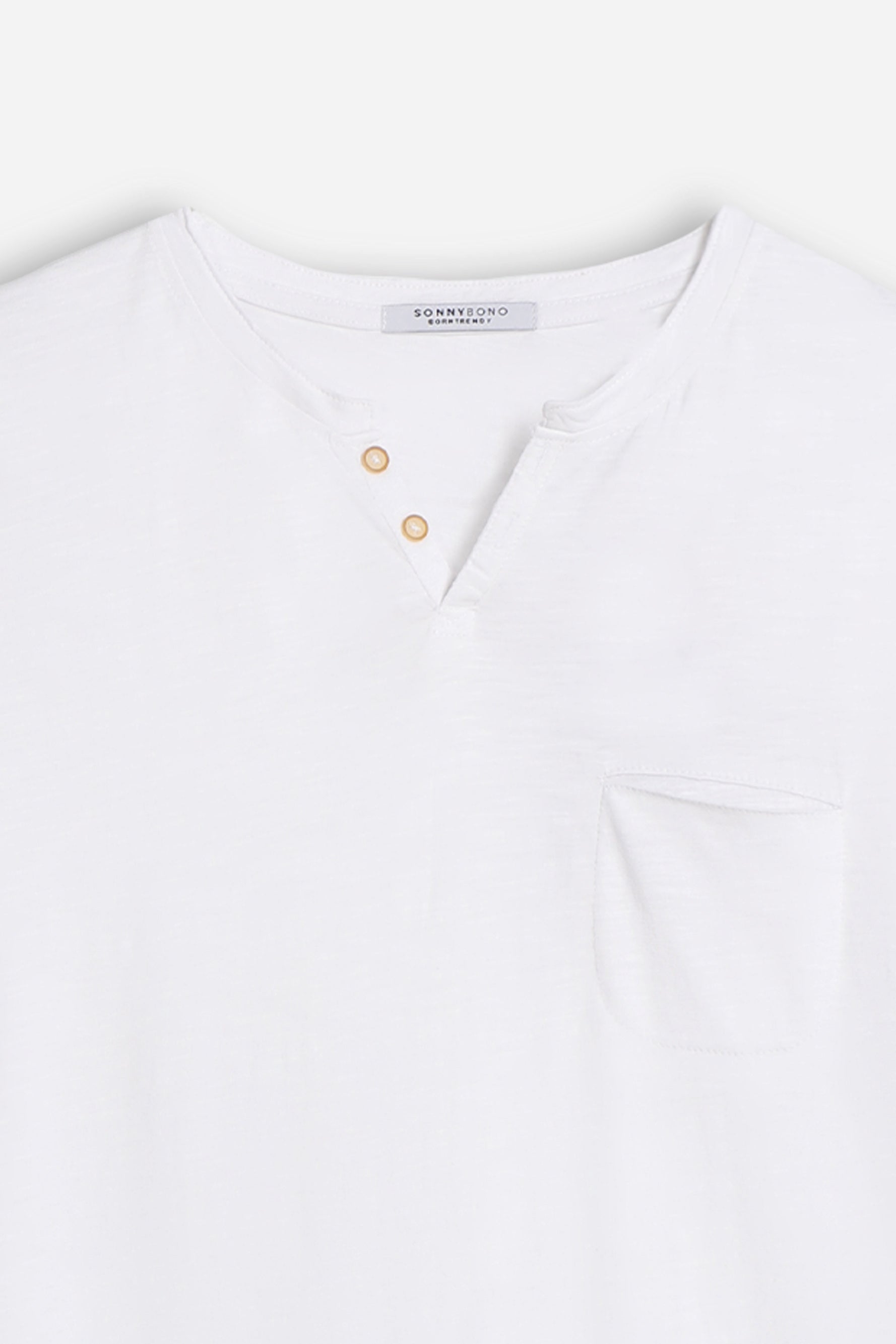 T-SHIRT COLLO A GOCCIA IN SLUB BIANCO 