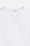 T-SHIRT COLLO A GOCCIA IN SLUB BIANCO 