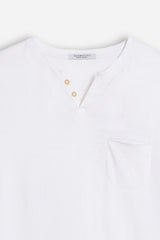 T-SHIRT COLLO A GOCCIA IN SLUB BIANCO 