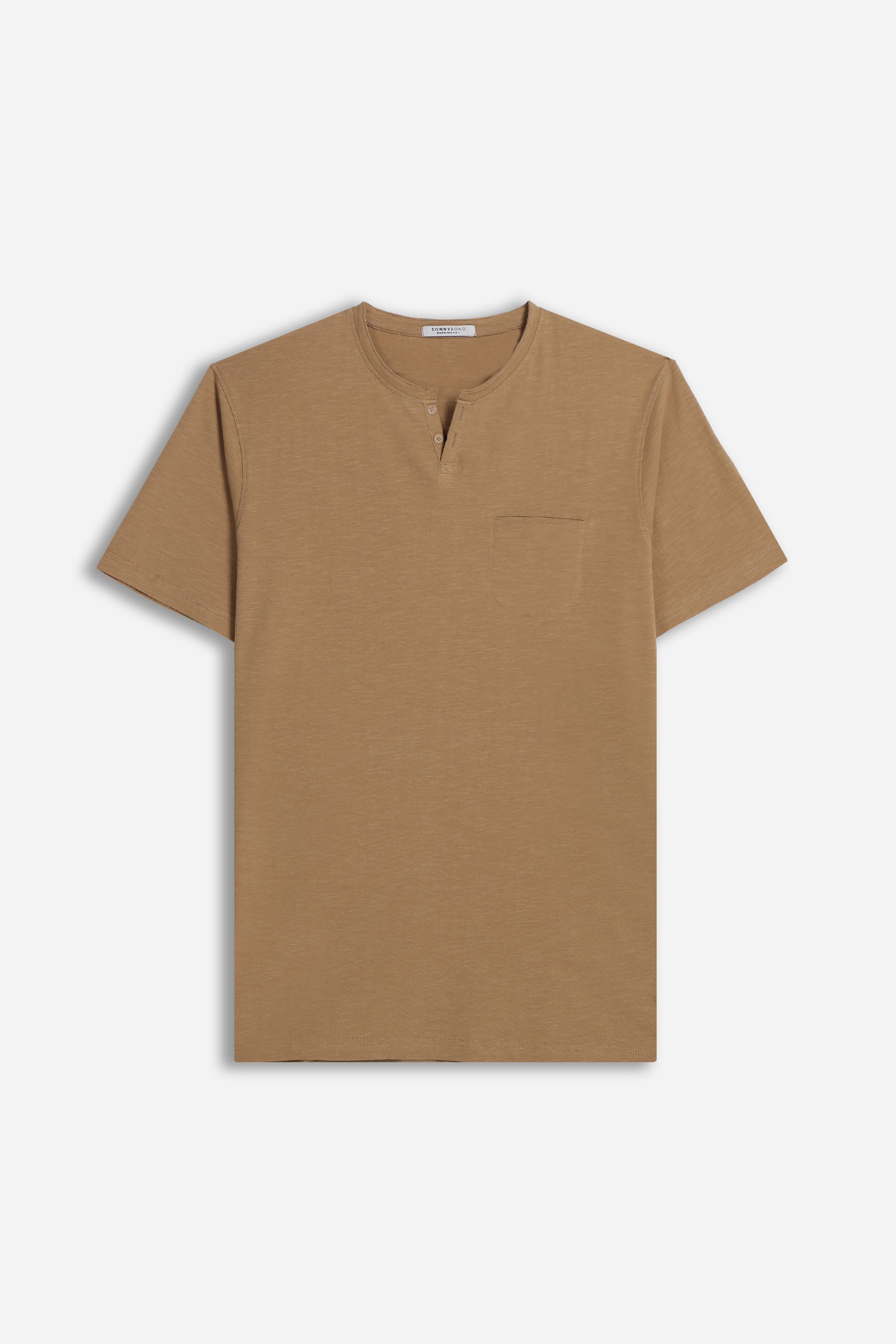 T-SHIRT COLLO A GOCCIA IN SLUB BISCOTTO 