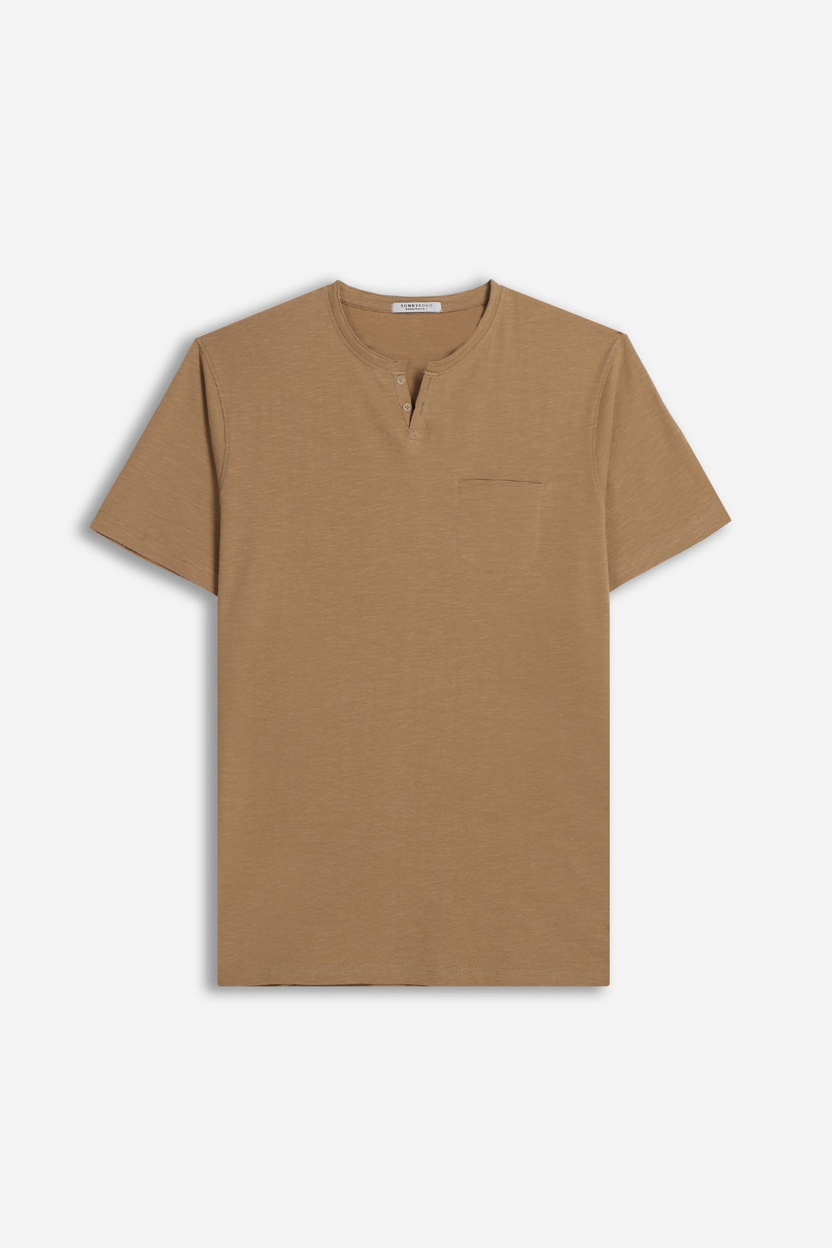 T-SHIRT COLLO A GOCCIA IN SLUB BISCOTTO 