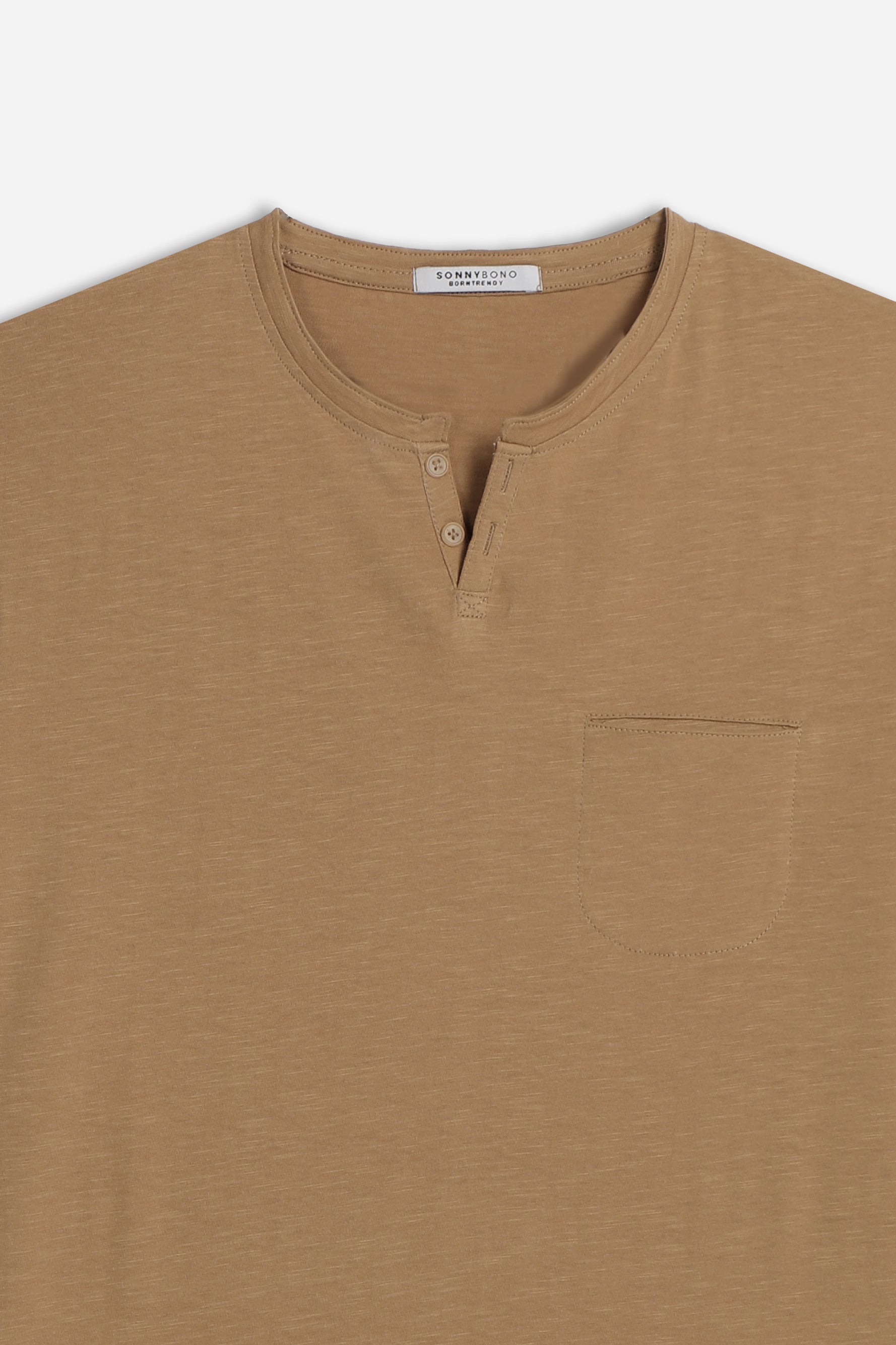 T-SHIRT COLLO A GOCCIA IN SLUB BISCOTTO