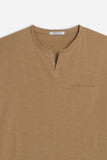 T-SHIRT COLLO A GOCCIA IN SLUB BISCOTTO
