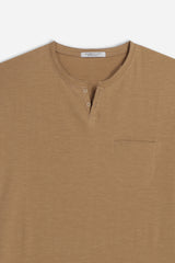T-SHIRT COLLO A GOCCIA IN SLUB BISCOTTO