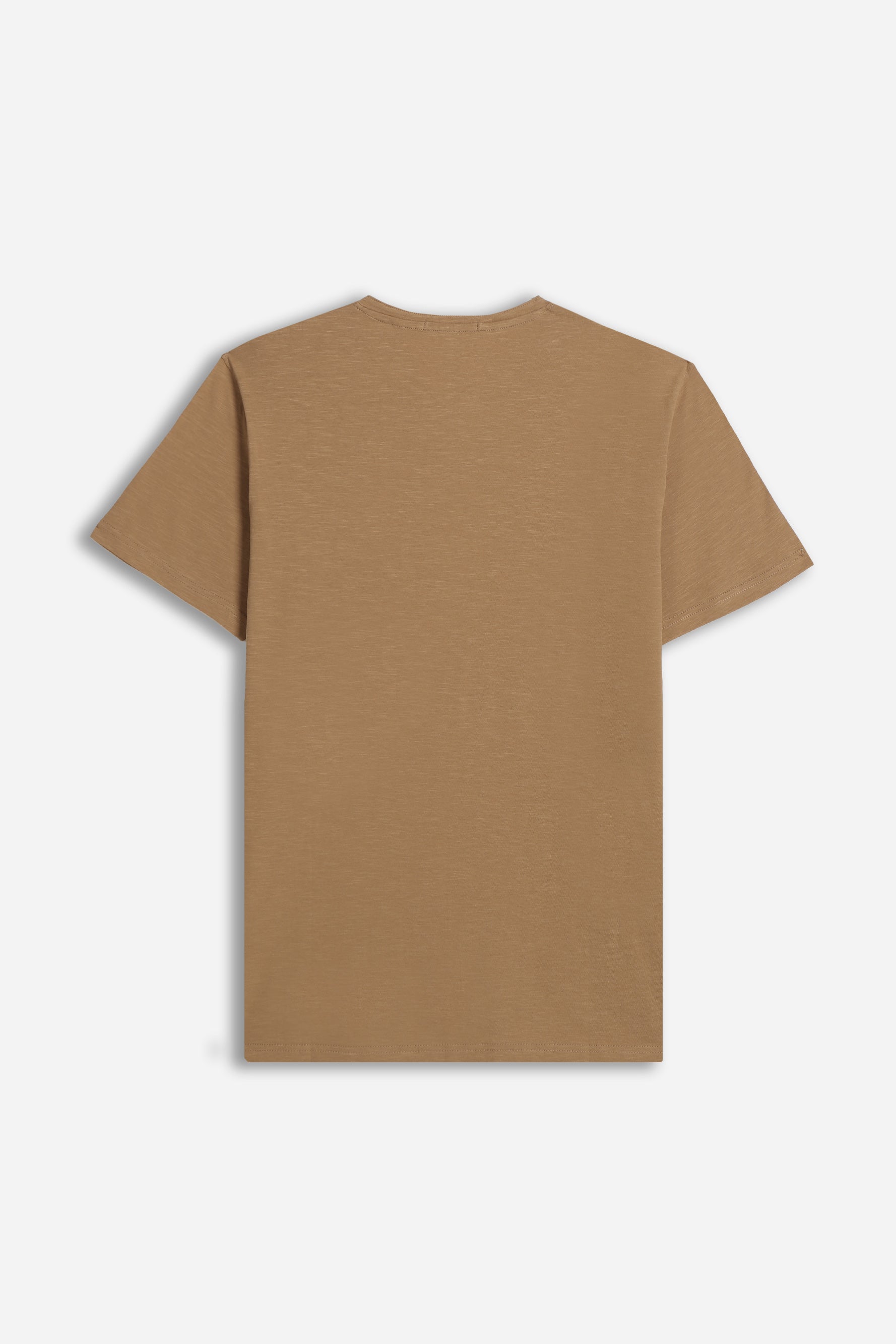 T-SHIRT COLLO A GOCCIA IN SLUB BISCOTTO 