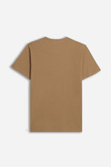 T-SHIRT COLLO A GOCCIA IN SLUB BISCOTTO 