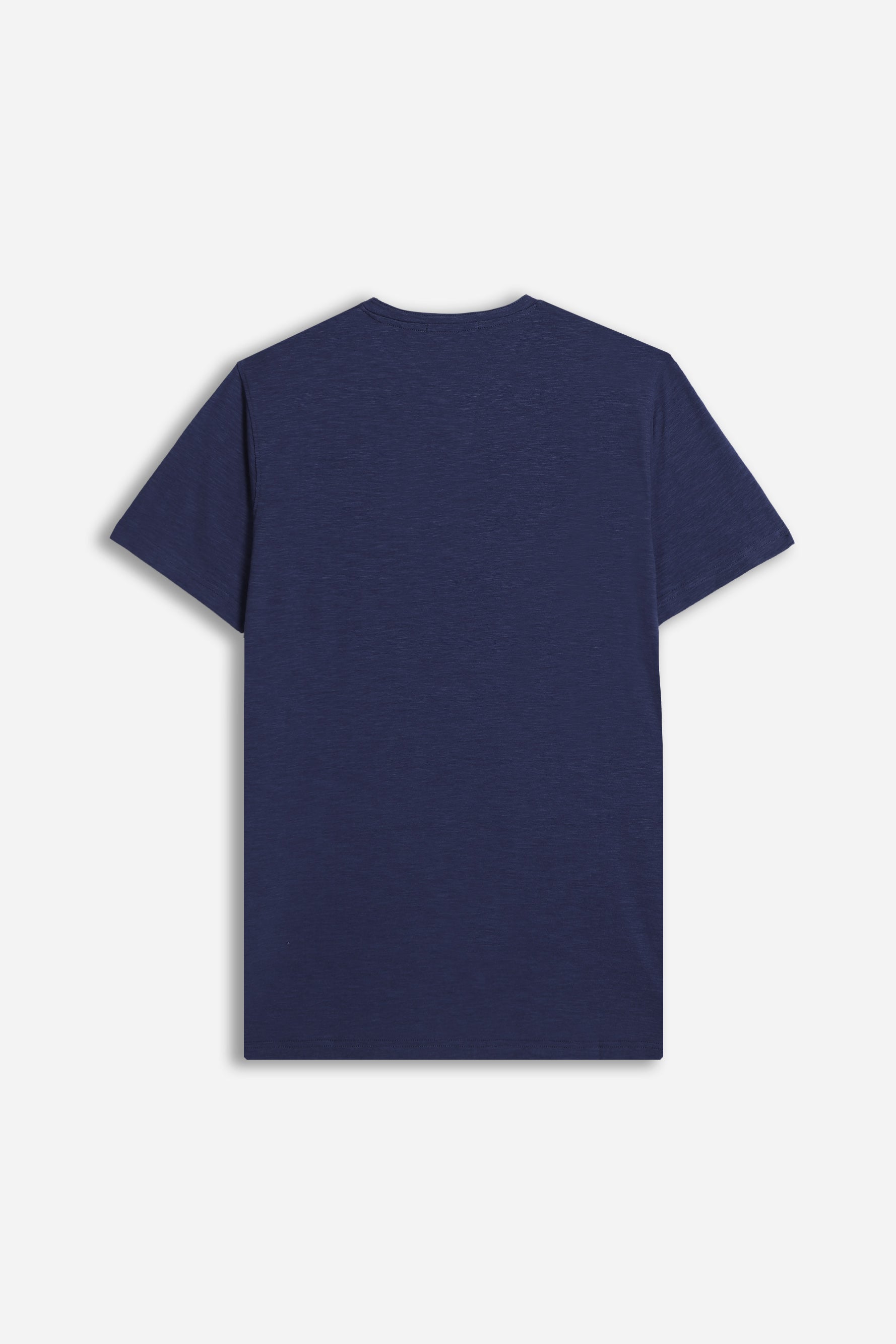 T-SHIRT COLLO A GOCCIA IN SLUB INDACO 