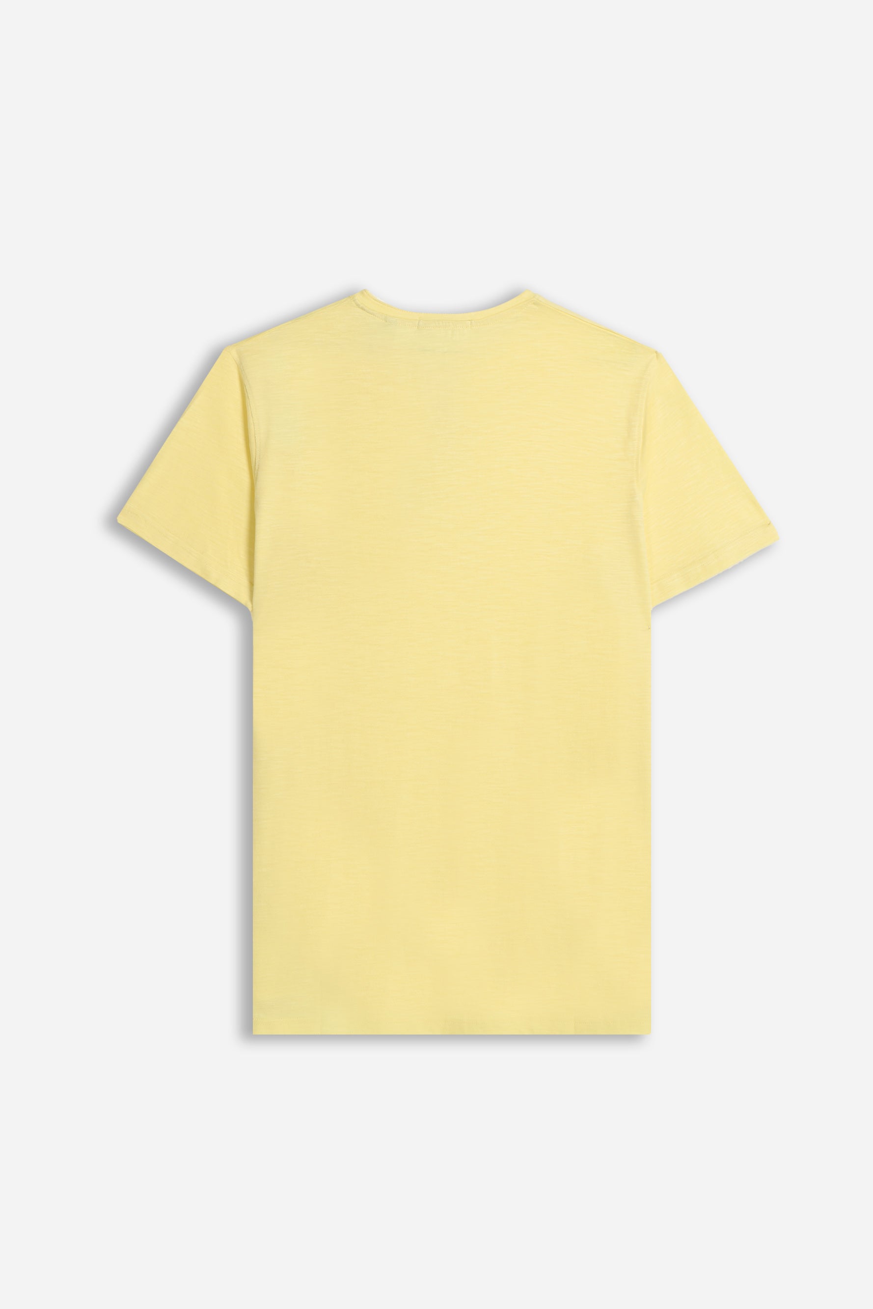 T-SHIRT COLLO A GOCCIA IN SLUB GIALLO CHIARO 