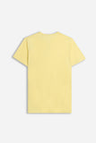 T-SHIRT COLLO A GOCCIA IN SLUB GIALLO CHIARO 