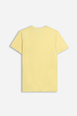 T-SHIRT COLLO A GOCCIA IN SLUB GIALLO CHIARO 