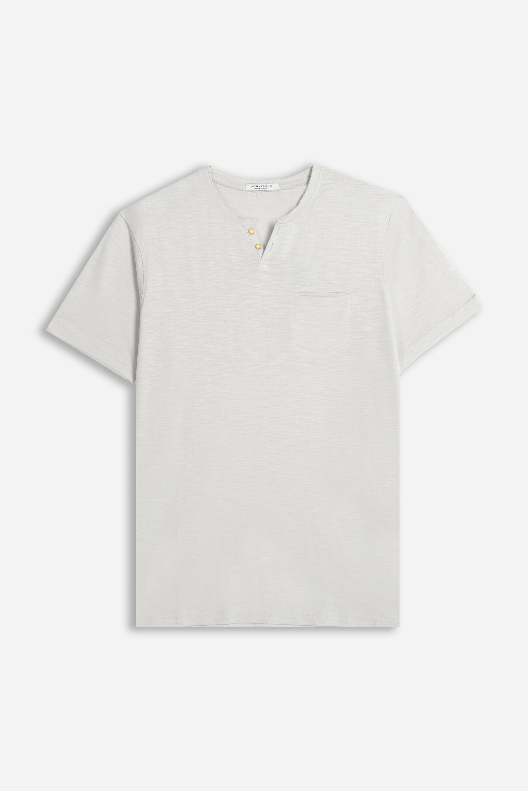T-SHIRT COLLO A GOCCIA IN SLUB GRIGIO CHIARO
