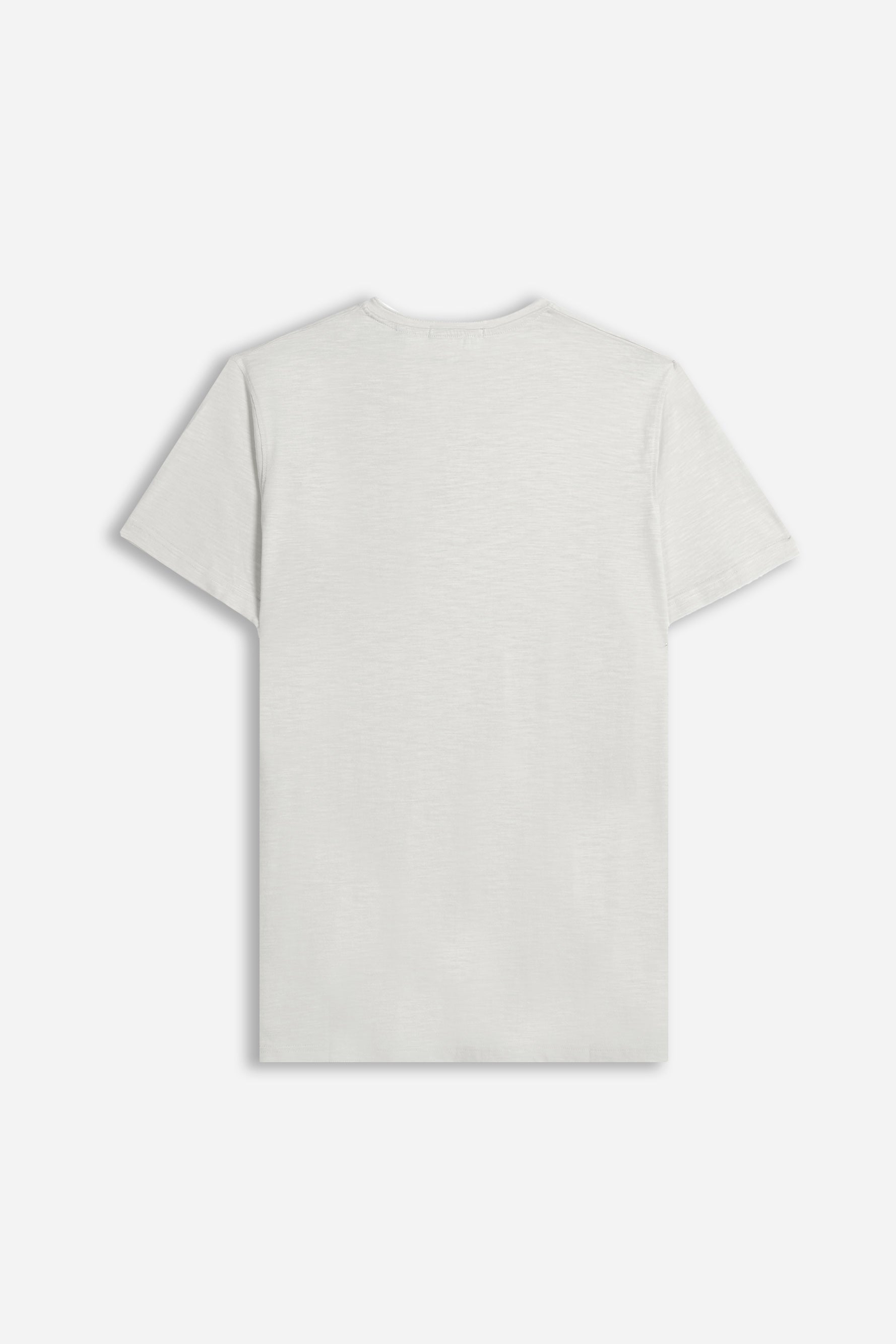 T-SHIRT COLLO A GOCCIA IN SLUB GRIGIO CHIARO 