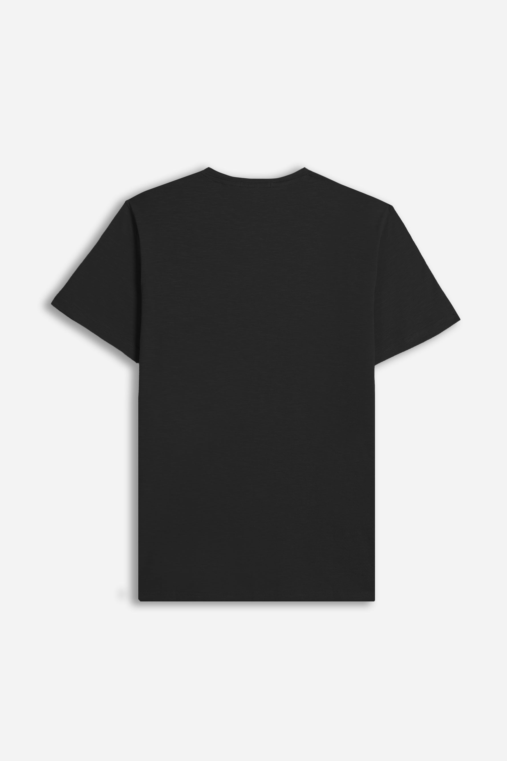 T-SHIRT COLLO A GOCCIA IN SLUB NERO 
