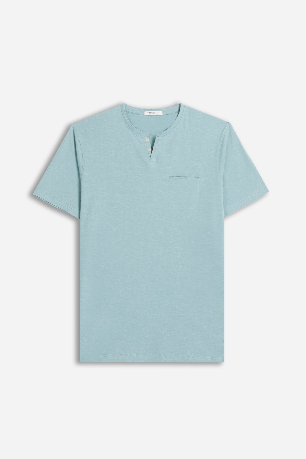 T-SHIRT COLLO A GOCCIA IN SLUB POLVERE 