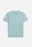 T-SHIRT COLLO A GOCCIA IN SLUB POLVERE 