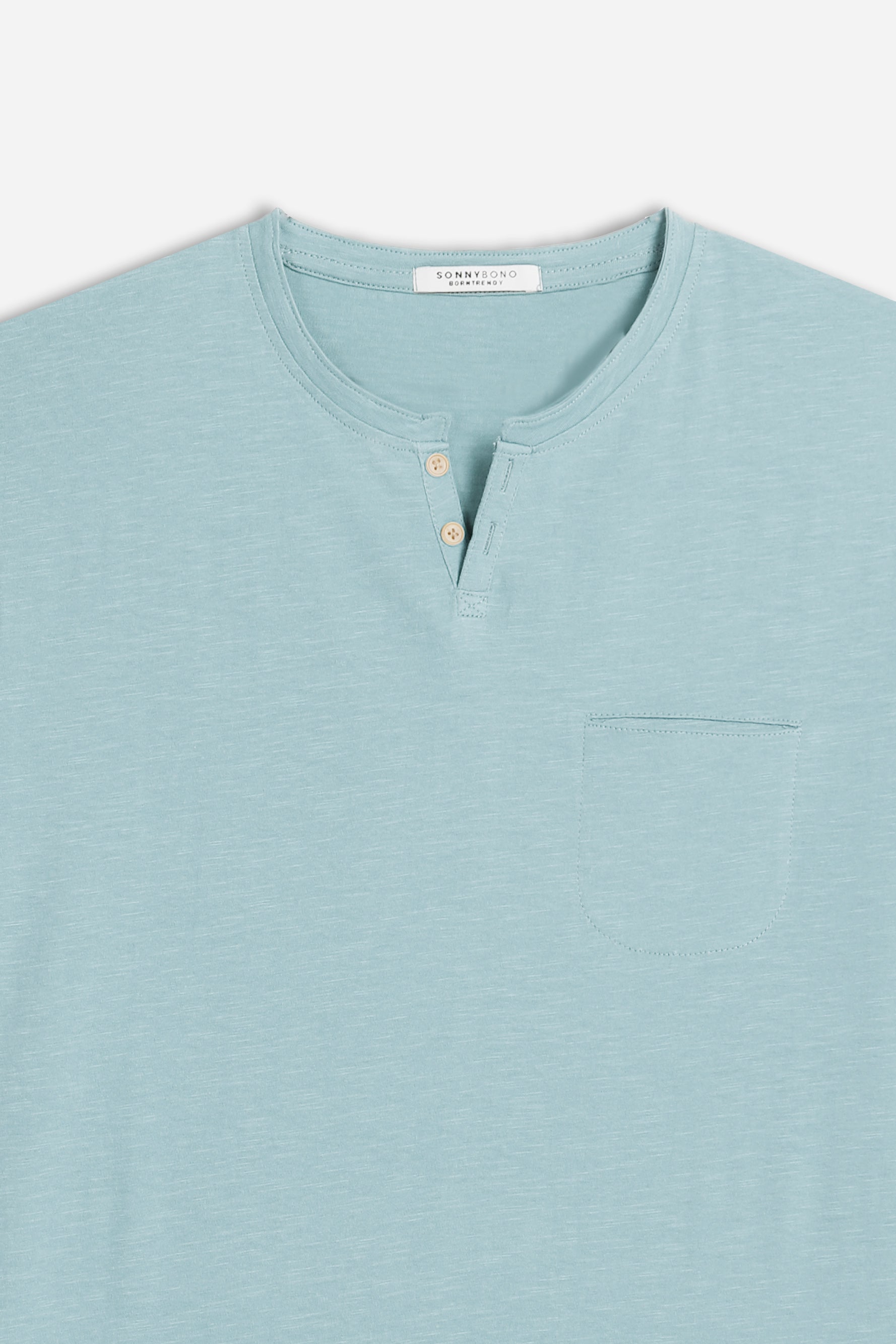 T-SHIRT COLLO A GOCCIA IN SLUB POLVERE 
