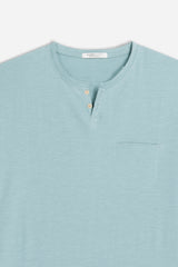T-SHIRT COLLO A GOCCIA IN SLUB POLVERE 