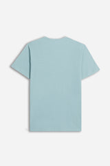 T-SHIRT COLLO A GOCCIA IN SLUB POLVERE 