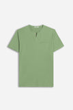 T-SHIRT COLLO A GOCCIA IN SLUB SALVIA - Sonnybono