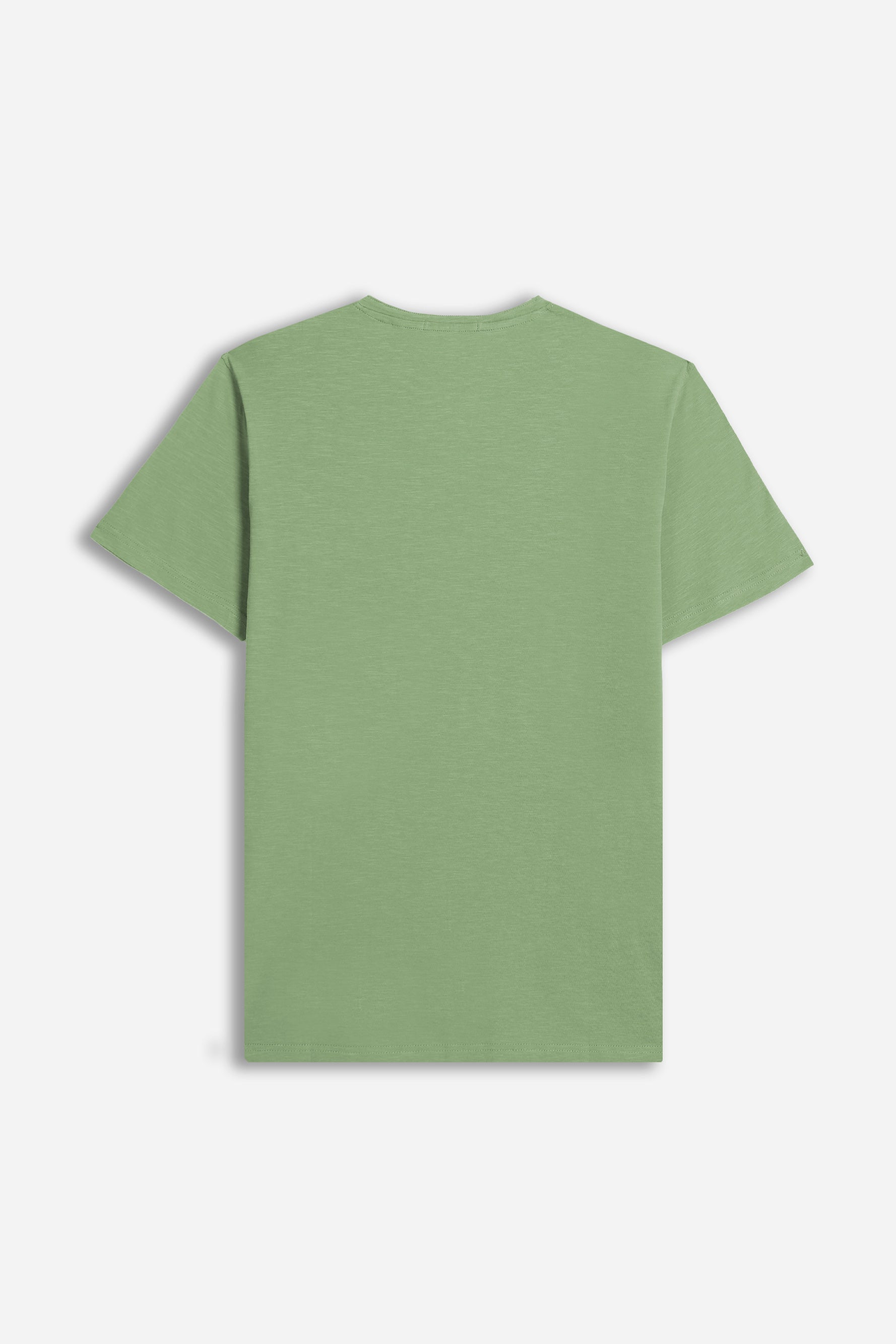 T-SHIRT COLLO A GOCCIA IN SLUB SALVIA 