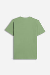 T-SHIRT COLLO A GOCCIA IN SLUB SALVIA 