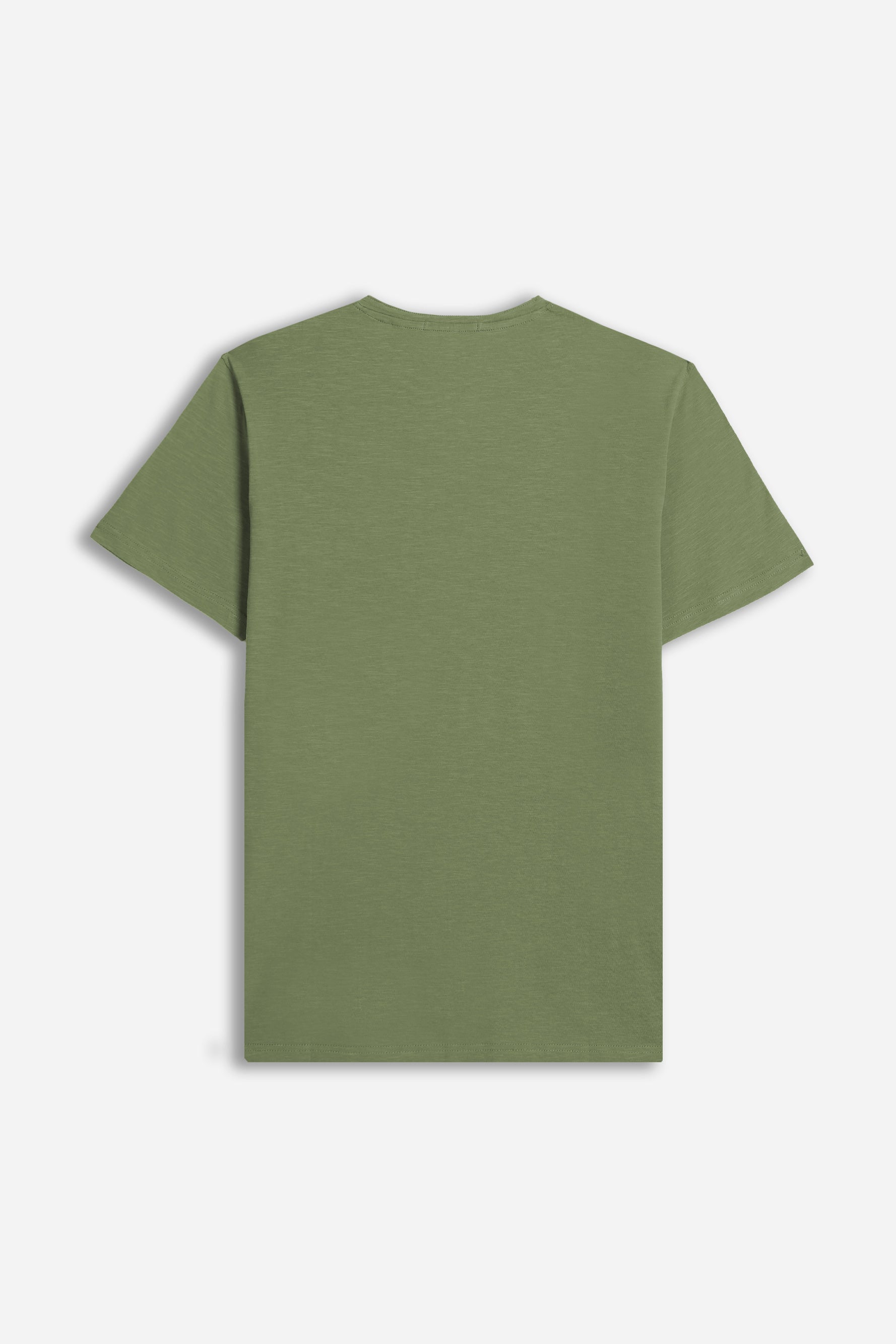 T-SHIRT COLLO A GOCCIA IN SLUB VERDE MILITARE 
