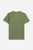 T-SHIRT COLLO A GOCCIA IN SLUB VERDE MILITARE 