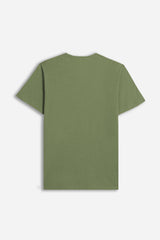 T-SHIRT COLLO A GOCCIA IN SLUB VERDE MILITARE 