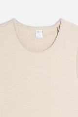 T-SHIRT SMANICATA IN COTONE SLUB BEIGE CHIARO