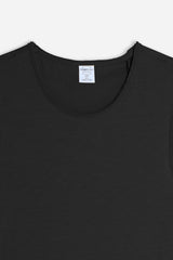 T-SHIRT SMANICATA IN COTONE SLUB NERO