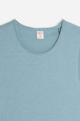 T-SHIRT SMANICATA IN COTONE SLUB POLVERE