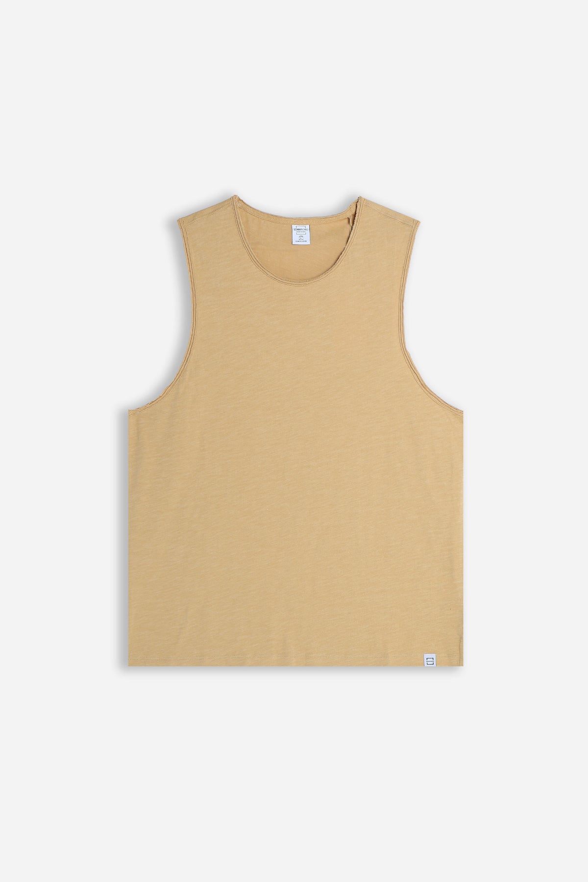T-SHIRT SMANICATA IN COTONE SLUB SABBIA