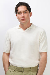 POLO IN MAGLINA FILATO SLUB GESSO