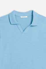 POLO SLUB CON COLLO DERBY CELESTE