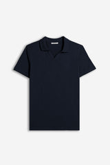 POLO SLUB CON COLLO DERBY BLEU