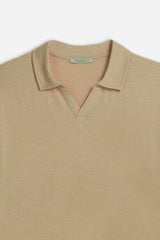 POLO SLUB CON COLLO DERBY SABBIA